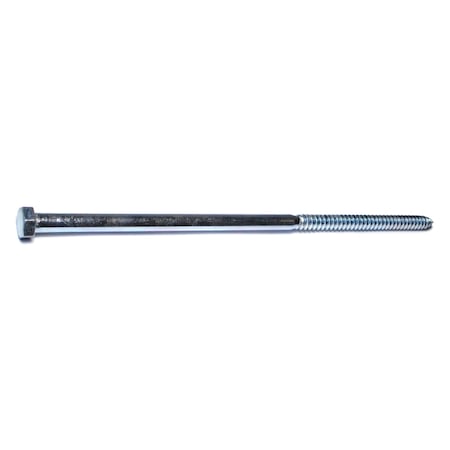 Midwest Fastener Lag Screw, 1/2 in, 14 in, Steel, Zinc Plated Hex Hex Drive, 25 PK 09727